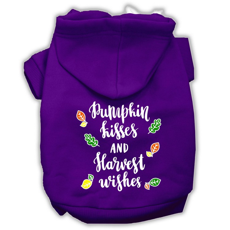 Pumpkin Kisses Screenprint Dog Hoodie Purple XS